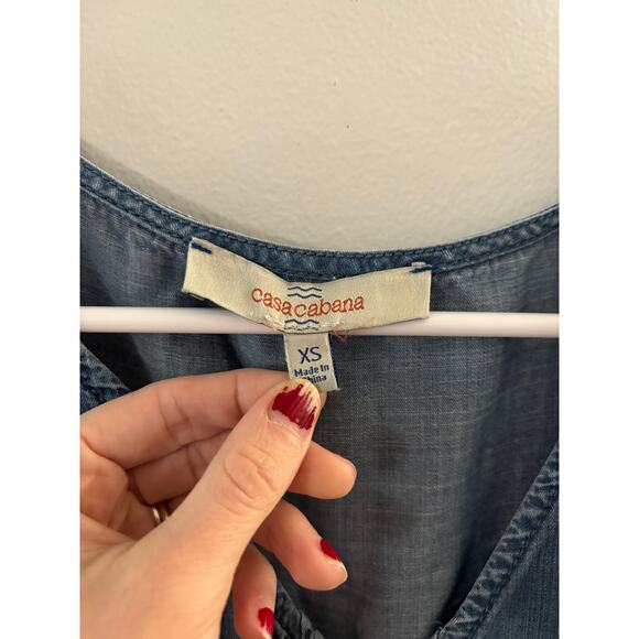 Casa Cabana Womens Chambray Dress XS Cowgirl Western Tiered Boho Long Sleeve - Picture 4 of 7